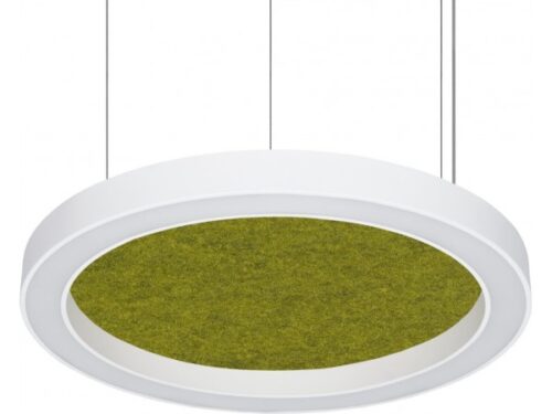 LED akustické svietidlo SERENA A – biely rám so zeleným plsteným panelom
