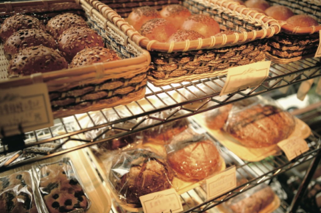 A bakery cool box illuminated by the LED Lights